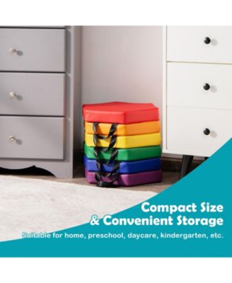 6 Pieces Multifunctional Hexagon Toddler Floor Cushions Classroom Seating with Handles