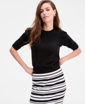 Women's Puff-Sleeve Crewneck Sweater, Exclusively at Macy's