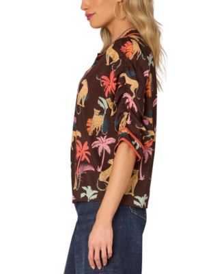 Women's Printed Elbow-Sleeve Blouse