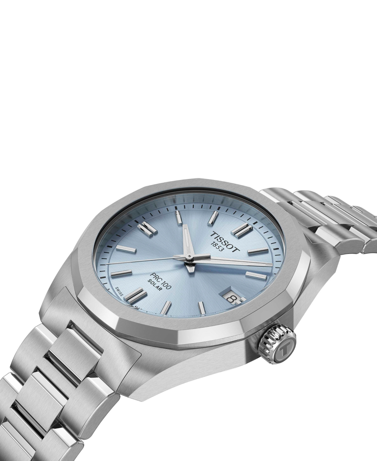 Tissot Women's Swiss Prc 100 Solar Stainless Steel Bracelet Watch 34mm
