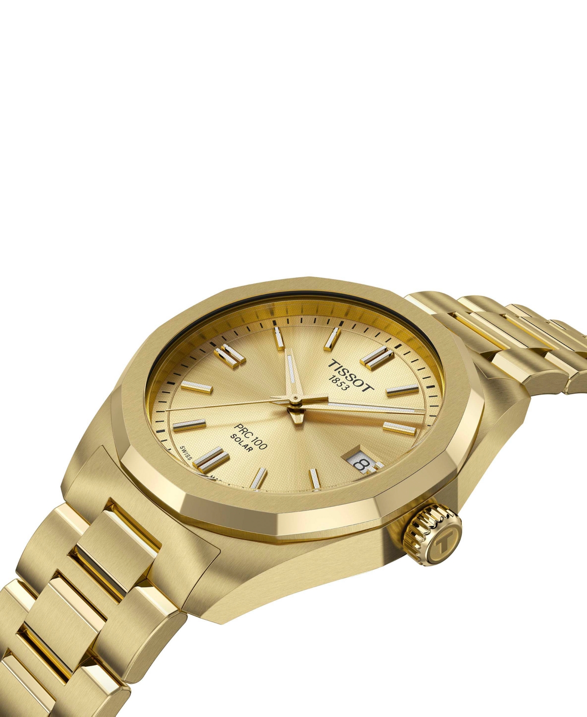 Tissot Women's Swiss Prc 100 Solar Gold-Tone Stainless Steel Bracelet Watch 34mm