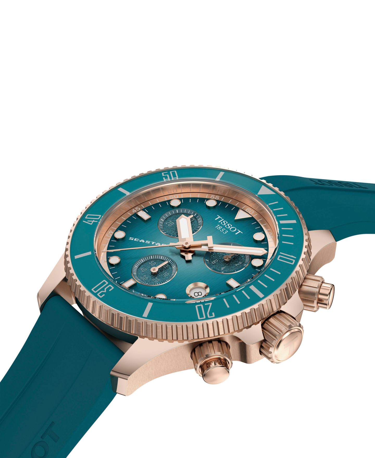 Мужские часы Tissot Swiss Chronograph Seastar 1000 Blue Rubber Strap Watch 38mm — фото 5