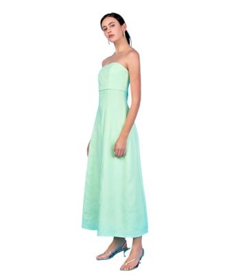 Women's Folded Strapless Linen Maxi Dress