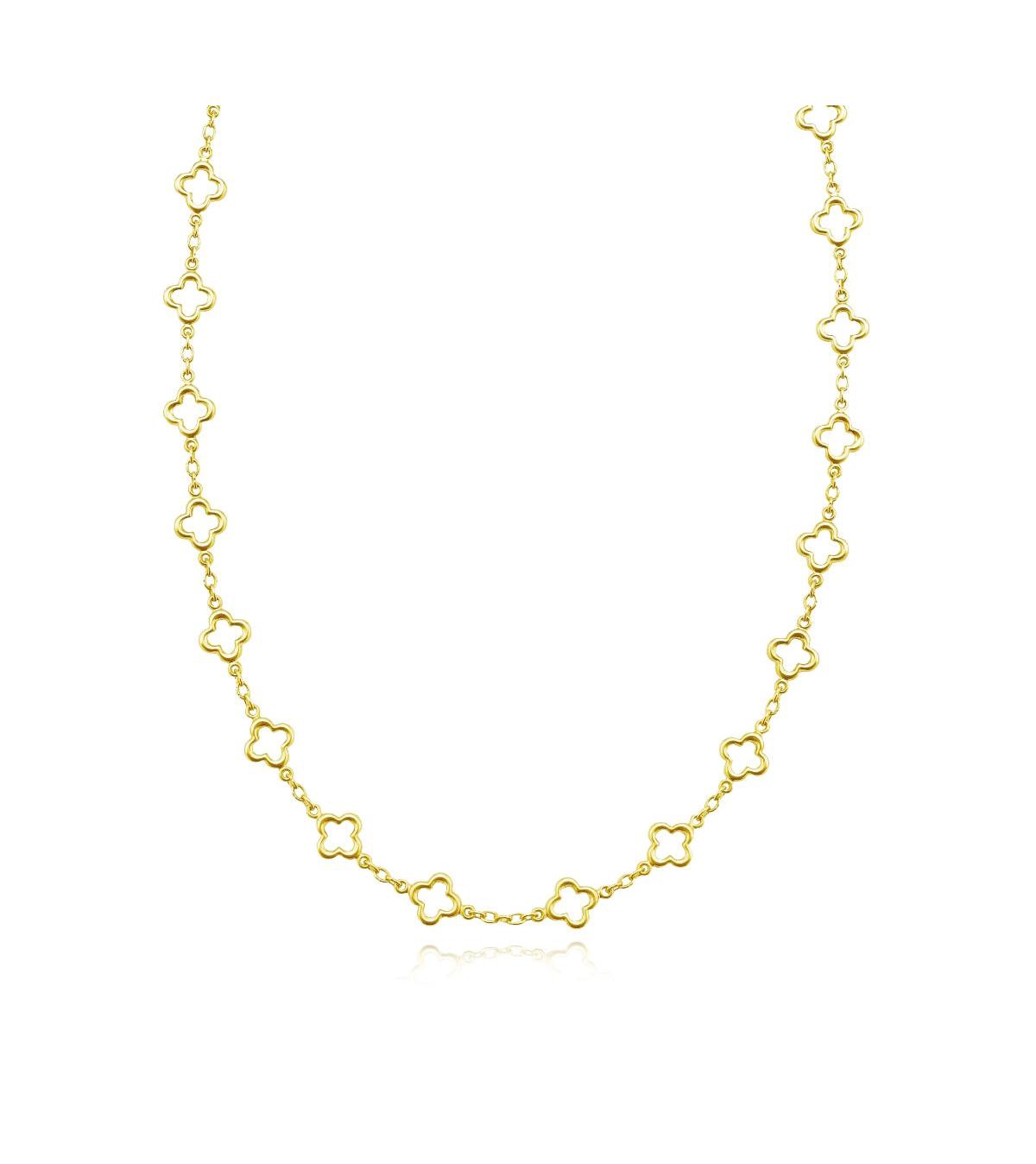 Mini Gold Open Clover Link Necklace 14k Gold - Gold