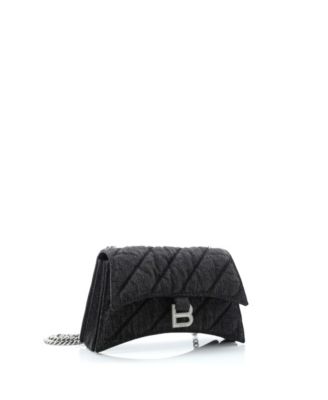Small Crush Chain Flap Bag Quilted Denim