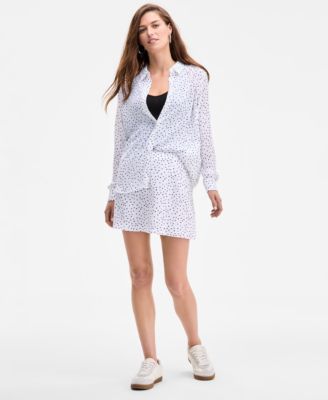 Womens Printed Button Front Shirt Camisole Printed A Line Mini Skirt Exclusively At Macys