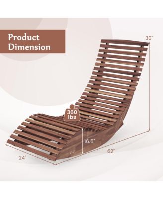 Acacia Wood Patio Chaise Lounge Chair Outdoor Rocking Chair w/ Slatted Design