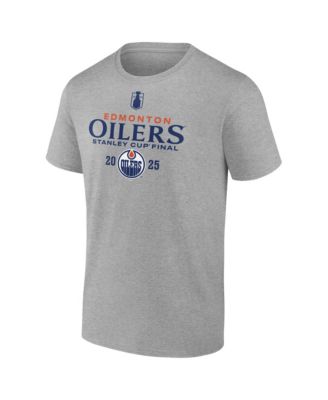 Мужская футболка Fanatics Steel Edmonton Oilers с составом на плей-офф Кубка Стэнли НХЛ 2025 года.