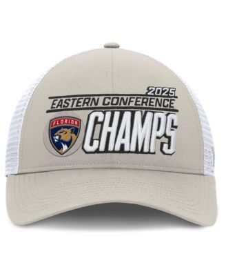 Мужская серо-белая кепка Fanatics с регулировкой для раздевалки чемпионов Восточной конференции НХЛ 