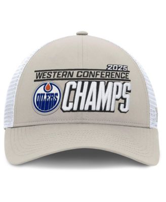 Мужская серо-белая кепка Fanatics с регулировкой для раздевалки чемпионов Западной конференции НХЛ 