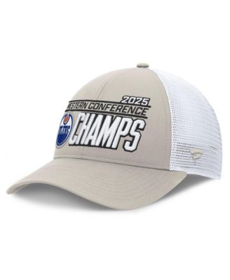 Fanatics - Men's Gray/White Edmonton Oilers 2025 NHL Western Conferenece Champions Locker Room Adjustable Hat