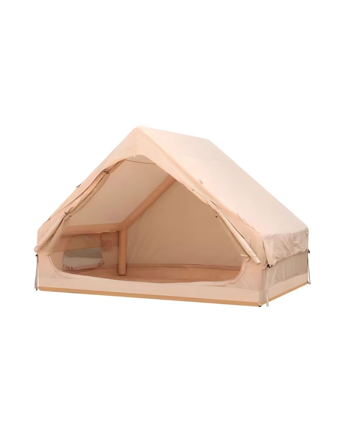 Inflatable 4 to 6 Person Glamping Tent with Pump and Mesh Windows - Beige/khaki