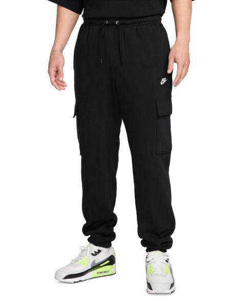 Мужские брюки Nike Club Fleece Cargo Regular-Fit, цвет: Чёрный / Белый