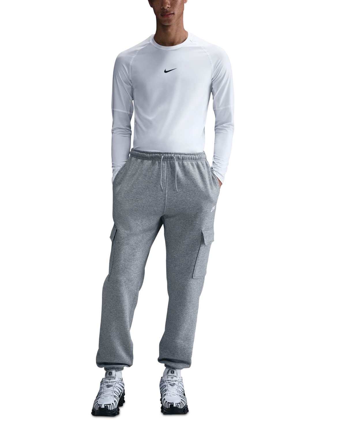 Men's Club Fleece Cargo Pants - Dk Grey Heather/lt Smoke Grey/white