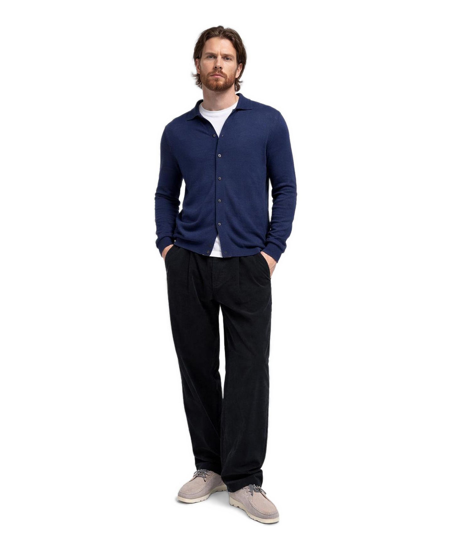 Мужской кардиган Gobi Cashmere Cashmere Silk Polo-Neck - M / Dark Indigo / MK0286-7019, цвет: Синий индиго — фото 3