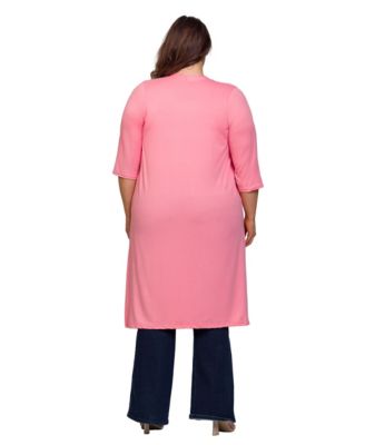 Plus Size Knee Length Duster Cardigan Sweater