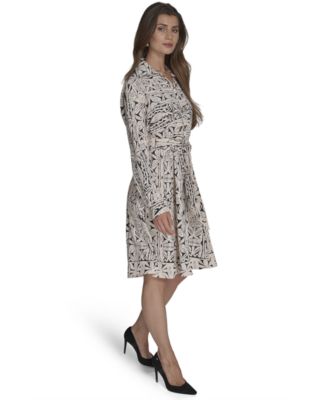 Women's Printed Commuter Tie-Waist Dress