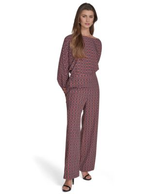 Women's Commuter Printed Wide-Leg Pants