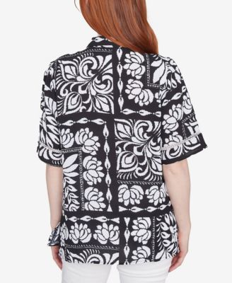 Petite Lotus Patchwork Button Front Camp Shirt