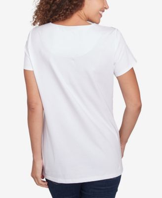 Petite Scoop Neck Palm Print T Shirt