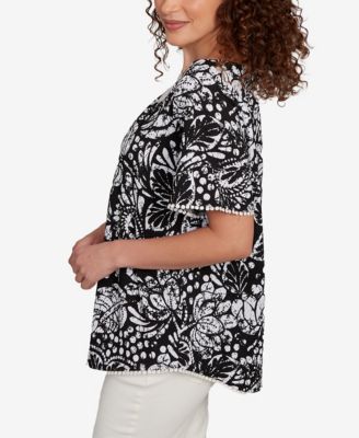 Petite Batik Island Paisley Scoop Neck T Shirt