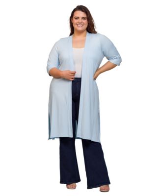 Plus Size Knee Length Duster Cardigan Sweater