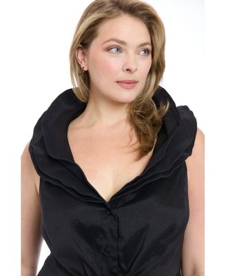 Plus Size Sleeveless Knot-Front Taffeta Top