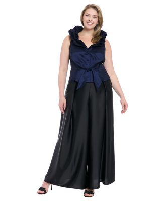 Plus Size Sleeveless Knot-Front Taffeta Top