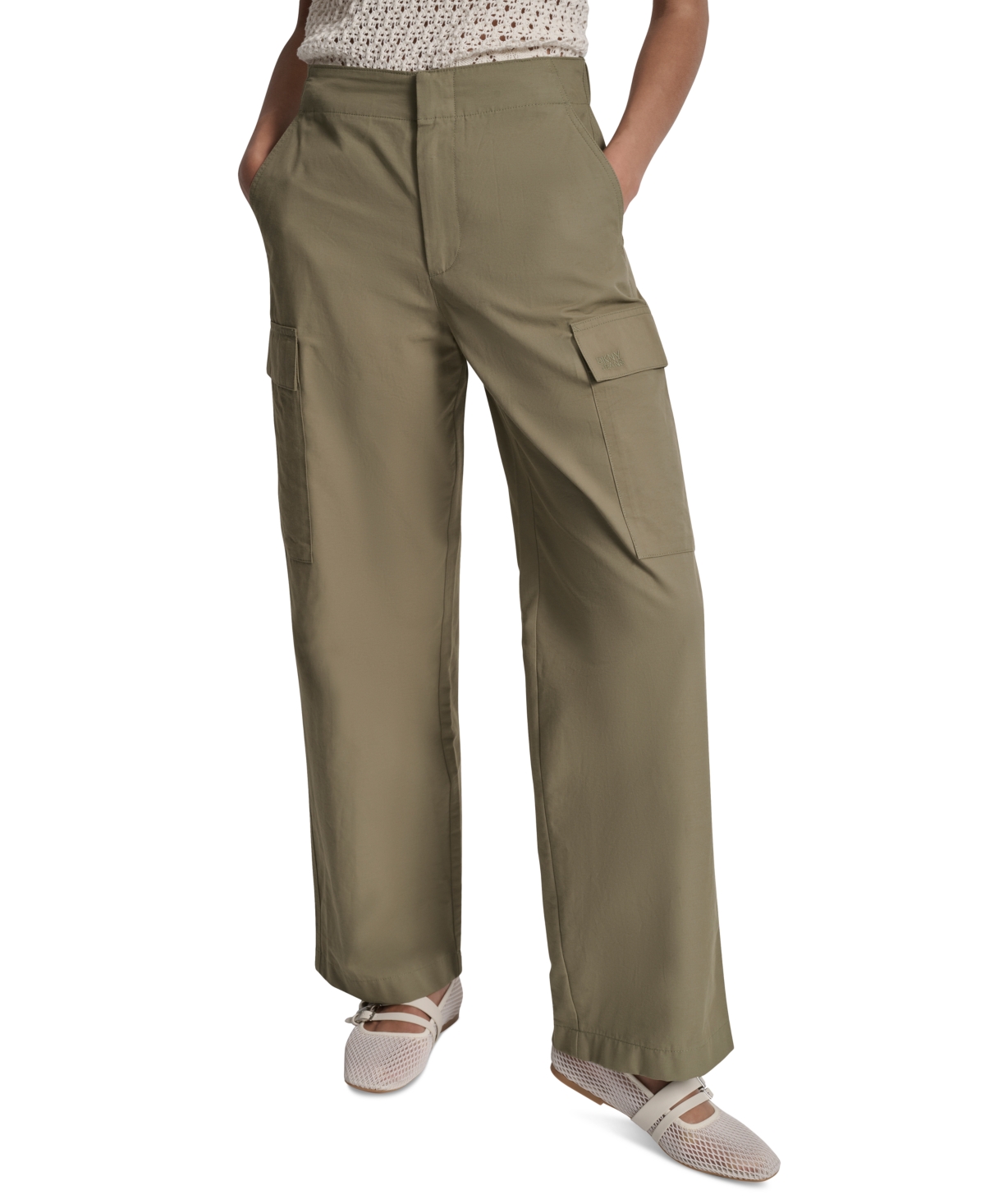Women's High Rise Straight Leg Cargo Pants - Tvn - Travertine