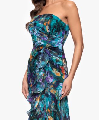 Petites Printed Straight-Neck Sleeveless Maxi Dress