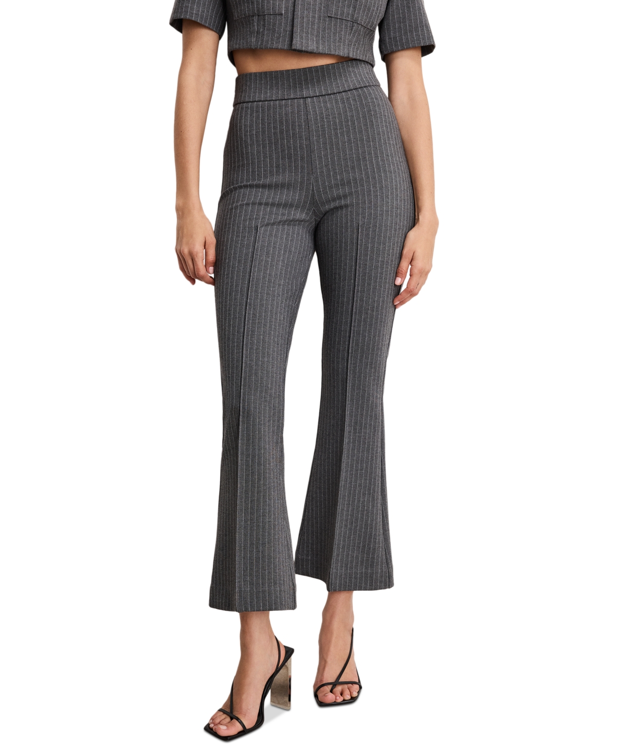 Women's Soft Stretch Ponte Kick Flare Pants - Suiting Pinstripe