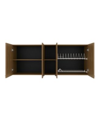 Olimpo 150 Wall Double Door Cabinet,Two External Shelves, Two Interior Shelves, Natural Oak