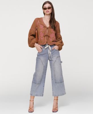 Women's Drawstring Cropped Utility Jeans