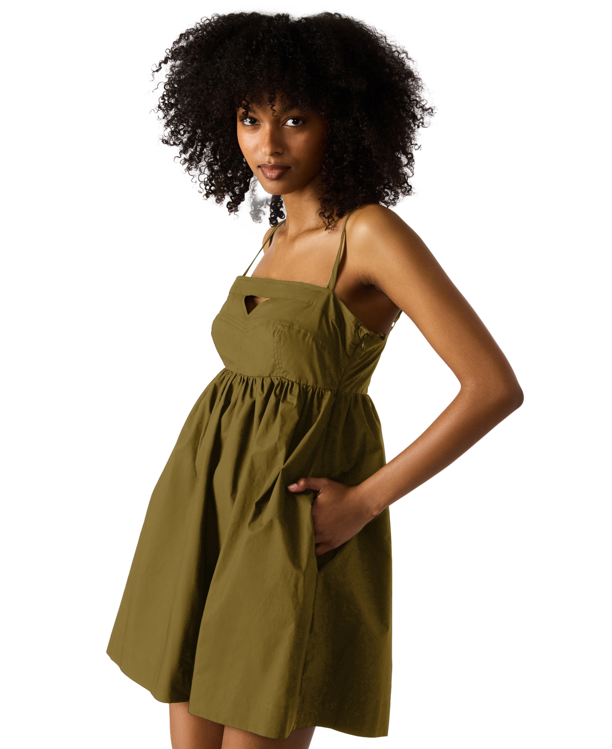 Steve Madden Women's Meadow Sleeveless Cotton Fit & Flare Mini Dress In Green