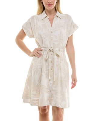 Women's Short-Sleeve Sash-Tie A-Line Dress
