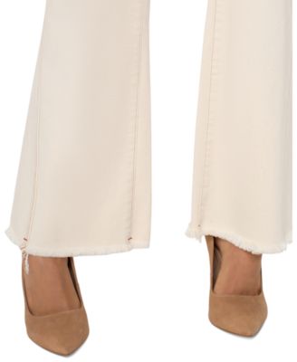 Women's Gia Glider Mid-Rise Flare Fray-Hem Jeans