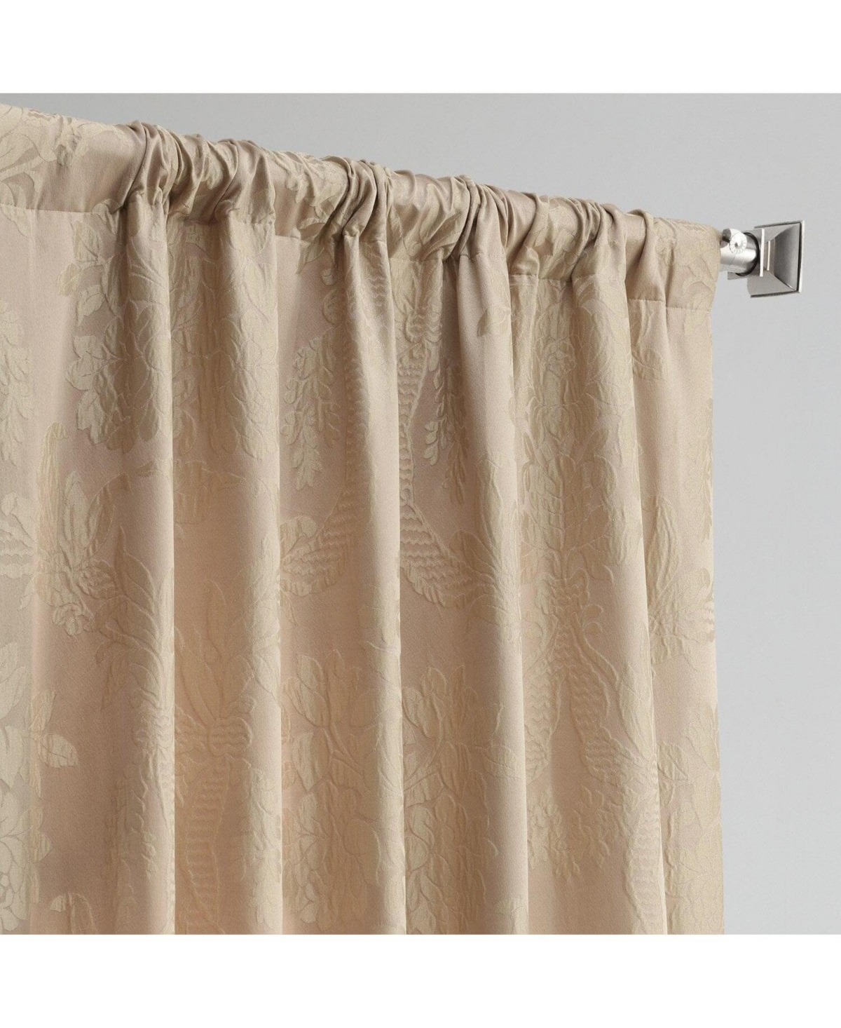 Half Price Drapes Magdelena Beige & Gold Damask Faux Silk Jacquard Room Darkening Curtain