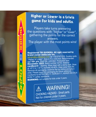 Board Game for Kids - Family Card Game for Kids and Adults -  Higher or Lower | Guess Fun Questions | Easy to Learn | 2 + Players