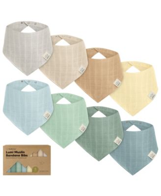 8pk Lumi Muslin Baby Bibs, Bandana Bibs for Baby Boy, Baby Girl, Muslin Drool Bib for Newborn, Toddler