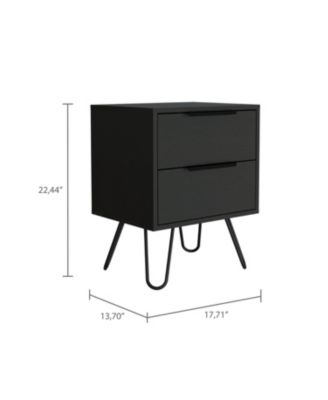 Begonia 2 Nightstand, Hairpin Legs, Two Drawers