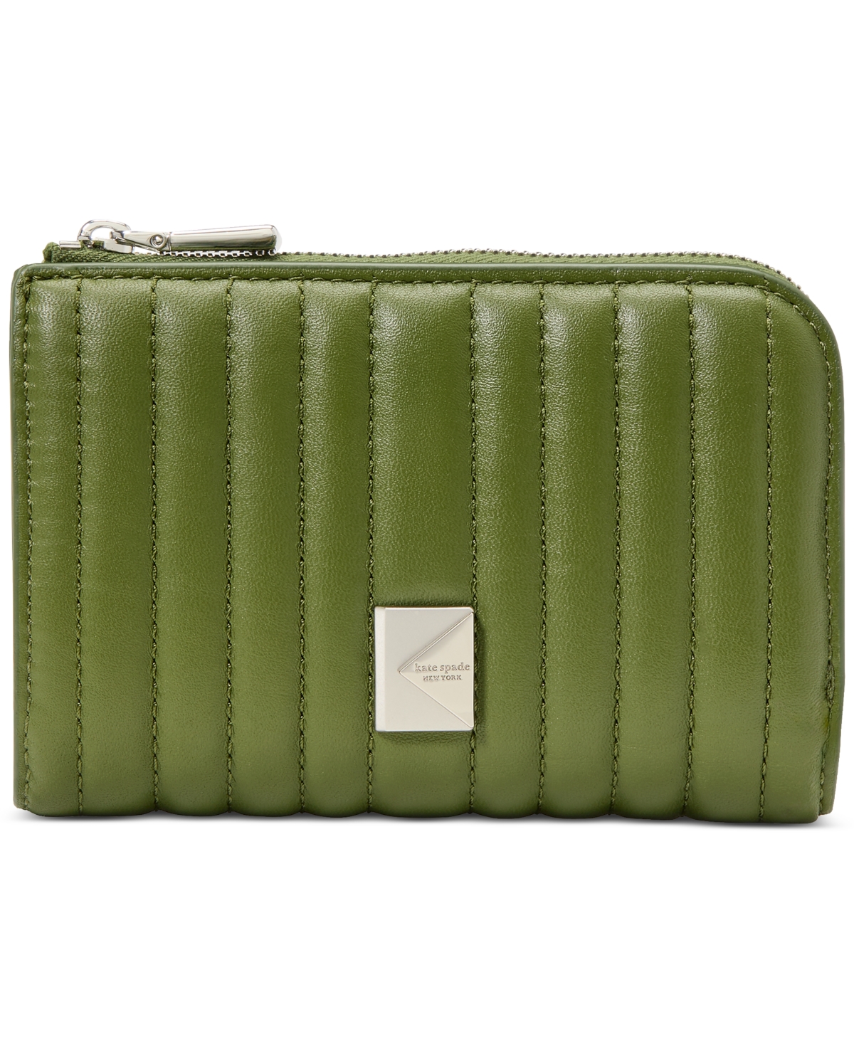 Deco Quilted Leather Compact Wallet - Jungle Vine