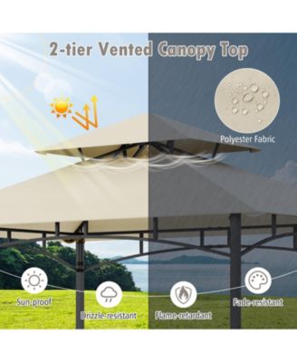 Outdoor Grill Gazebo with 2 Side Shelves and 10 Hooks