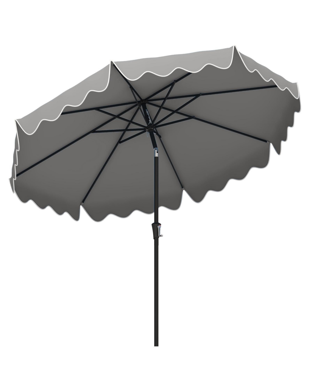 Patio Umbrella with Crank Handle and Push Button Tilt - Grey