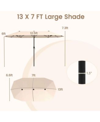 Extra Wide Patio Market Umbrella Double-Sided with Crank for Outdoor Tables