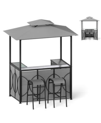 Grill Gazebo Set with Bar Table and 2 Stools for Outdoor Cooking and Entertaining