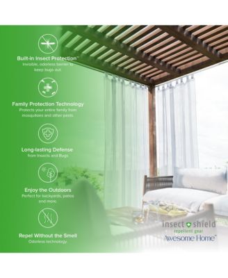 Insect Shield Leno Stripe Tab Top Curtain Panel, 52"Wx 84"L