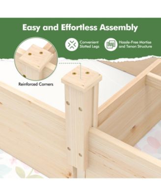 Raised Open-Ended Base Garden Bed with 2 Planter Boxes Divider