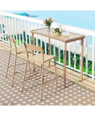 Outdoor Patio Bar Table Heavy Duty Rectangle Metal Frame