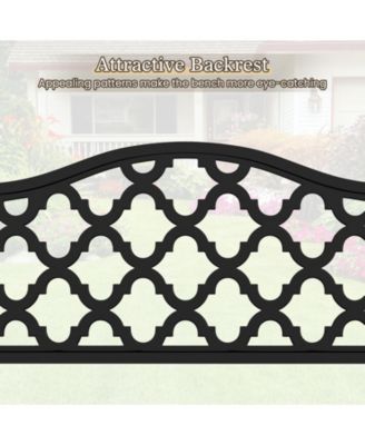 Outdoor Patio Bench with Curved Armrests for 2 to 3 People for Garden or Porch