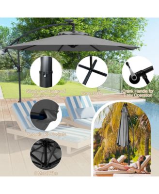 360° Rotation Solar Powered LED Patio Offset Umbrella without Weight Base